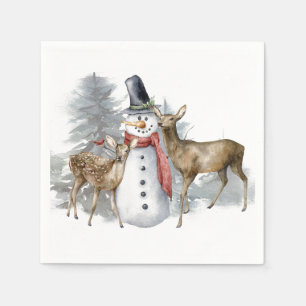 Serviette En Papier Woodland Snowman & Friends