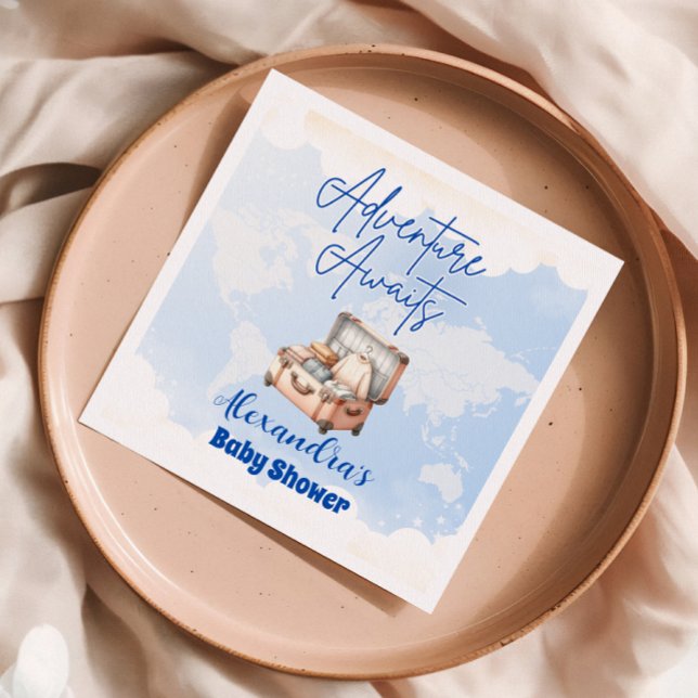 Serviette En Papier World Map Adventure AwaitBaby Shower (Créateur téléchargé)