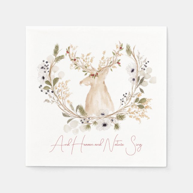 Serviette En Papier Wreath de cerfs d'hiver (Devant)