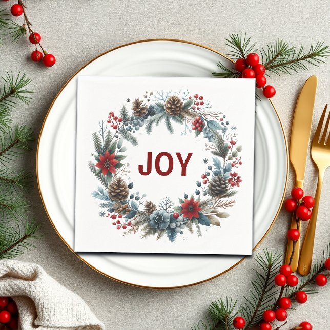 Serviette En Papier Wreath de cônes de pin floral d'hiver (Créateur téléchargé)