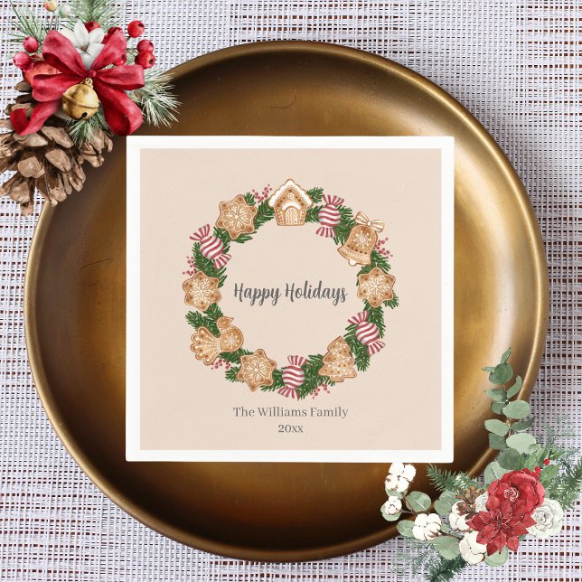 Serviette En Papier Wreath Gingpain Maison Fête (Créateur téléchargé)