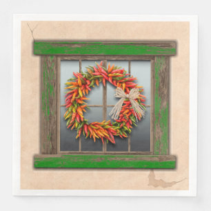 Serviette En Papier Wreath sud-ouest du Chili sur la fenêtre en bois v