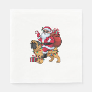 Serviette En Papier Xmas Lumières Drôle Père Noël équitation Français