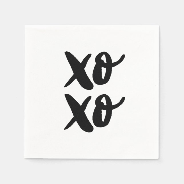 Serviette En Papier XO XO La Saint Valentin embrasse et embrasse. Blac (Devant)