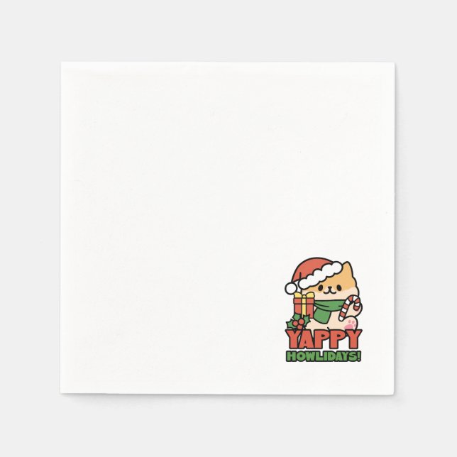 Serviette En Papier Yappy Howlidays - Jote Christmas Dog Cartoon (Devant)