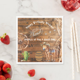 Serviette En Papier Yee Haw Cowboy Rodeo Saddup Plaque en papier