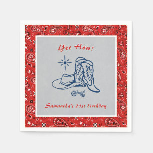Serviette En Papier Yee How Western Paisley Denim Blue Jeans Anniversa