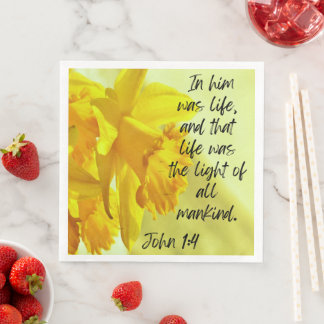 Serviette En Papier Yellow Daffodils Napkins Scripture John 1-4
