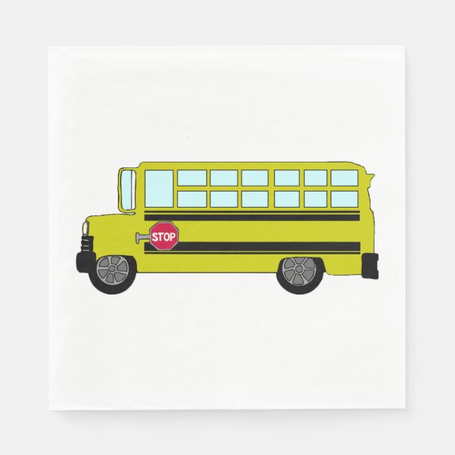 Serviette En Papier Yellow School Bus with Stop Sign (Devant)