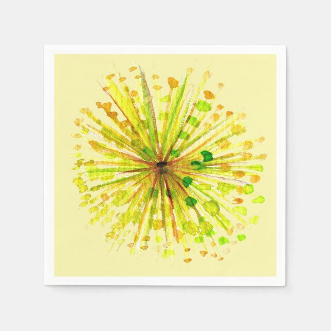 Serviette En Papier Yellow wildflower dandelion watercolor flower (Devant)