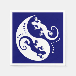 Serviette En Papier YIN & YANG Geckos white + votre arrière - plan & i