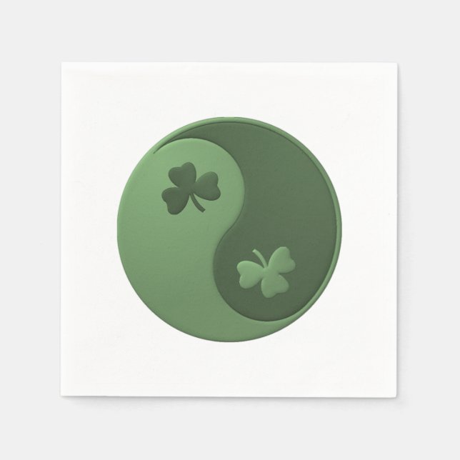 Serviette En Papier Yin Yang Shamrock St. Patrick's Day (Devant)