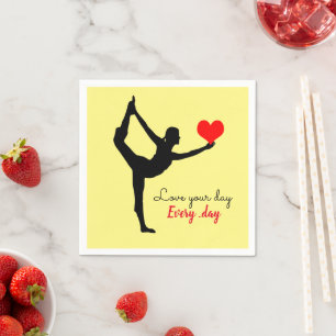 Serviette En Papier Yoga Coeur & Aimer votre journée, Tous les jours /
