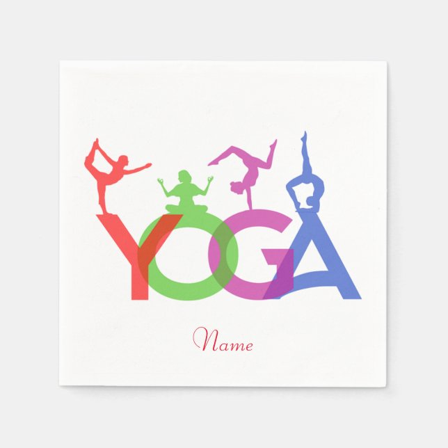 Serviette En Papier Yoga Poses Silhouettes Thunder_Cove (Devant)