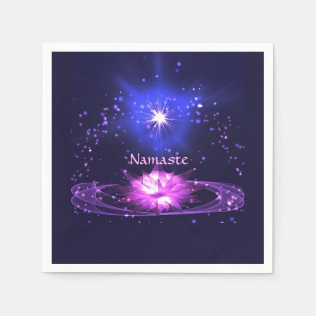 Serviette En Papier Yoga Zen Cosmique Namaste Cristal Lotus Fleur (Devant)
