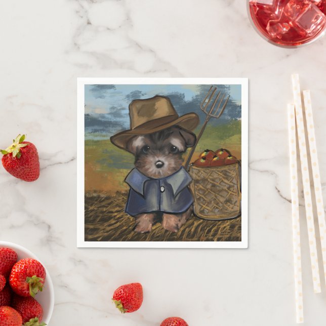 Serviette En Papier Yorkie Poo (En situation)