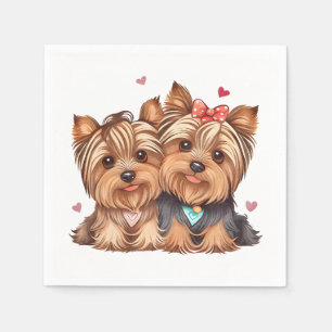 Serviette En Papier Yorkshire Terrier Chien Amour Toutou Mignon Yorkie