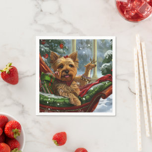 Serviette En Papier Yorkshire Terrier Chien Fête de Noël