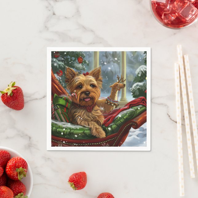 Serviette En Papier Yorkshire Terrier Chien Fête de Noël (En situation)