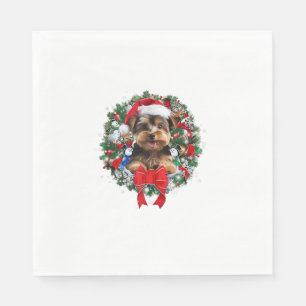 Serviette En Papier Yorkshire Terrier Décor de couronne de Noël Noël N