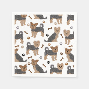 Serviette En Papier Yorkshire Terrier Paws et Bones Yorkie Chien