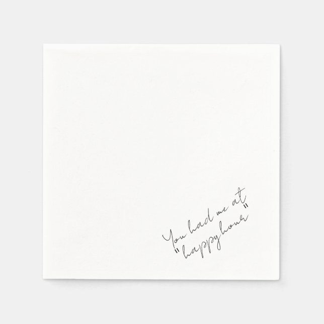 Serviette En Papier 'You Had Me At Happy Hour' Funny Drink Station  (Devant)