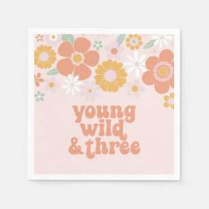 Serviette En Papier Young Wild Three anniversaire Floral rétro