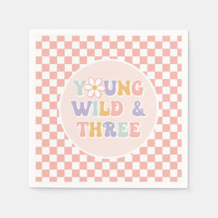 Serviette En Papier Young Wild Three Super Rose Daisy Checker