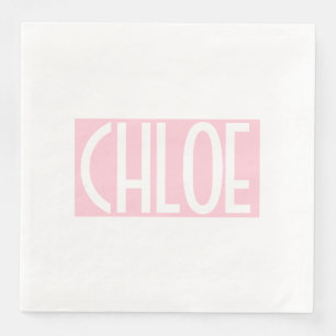 Serviette En Papier Your   Bold White Text on Light Pink