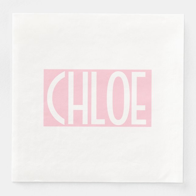 Serviette En Papier Your | Bold White Text on Light Pink (Devant)