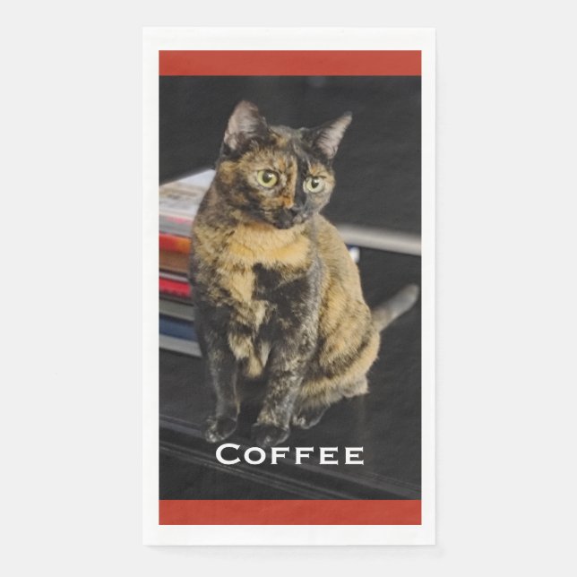 Serviette En Papier Your Pet Photo, Name, Red Background (Devant)