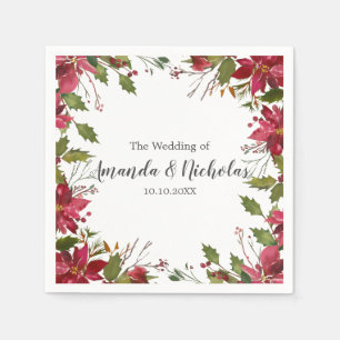 Serviette En Papier Yuletide Floral Noël Mariage cadre d'hiver