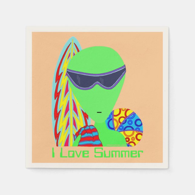 Serviette En Papier Z Fun LGM Alien Vacation I Love Summer Party (Devant)