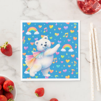 Serviette En Papier Zarah the Dancing Polar Bear • Paper Party Napkins