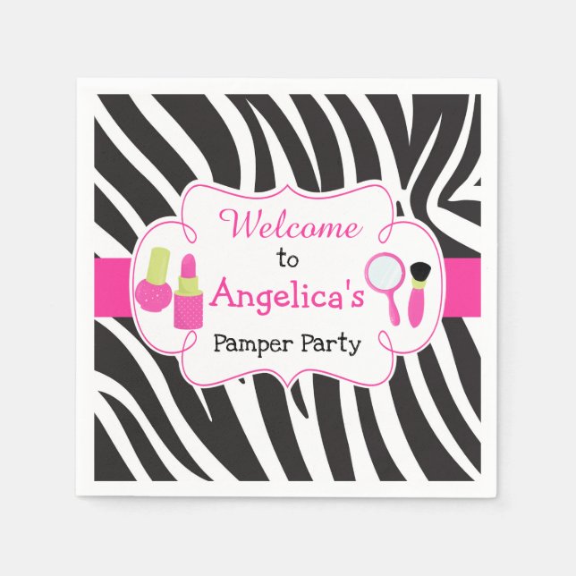 Serviette En Papier Zebra imprimé anniversaire Pamper Party (Devant)