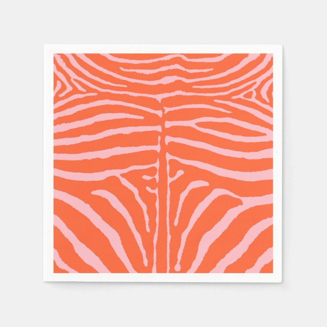 Serviette En Papier Zebra Orange et rose (Devant)