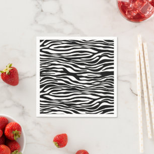 Serviette En Papier Zebra Print, Zebra Stripes, Noir Et Blanc