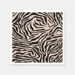 Serviette En Papier Zebra Stripes Cream Beige Black Wild Animal Prince