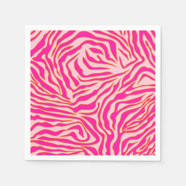 Serviette En Papier Zebra Stripes Pink Orange Wild Animal Prince (Devant)
