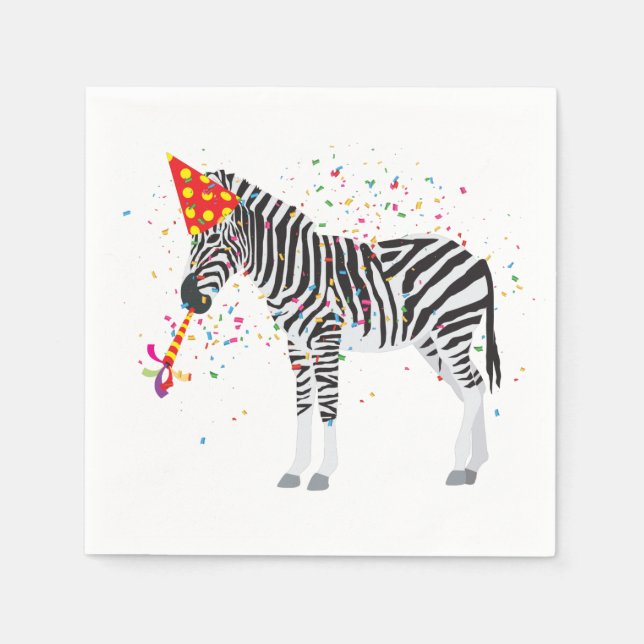 Serviette En Papier Zèbre - Animaux ayant une fête (Devant)
