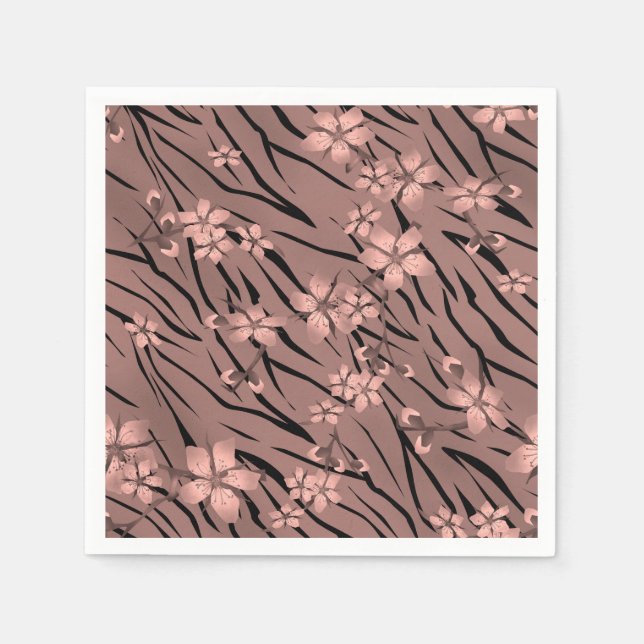 Serviette En Papier Zèbre zèbre Abstraite peau de tigre fleurs fleuris (Devant)