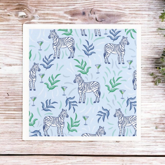 Serviette En Papier Zèbres Préppy Classiques et Martini Bleu  (Créateur téléchargé)
