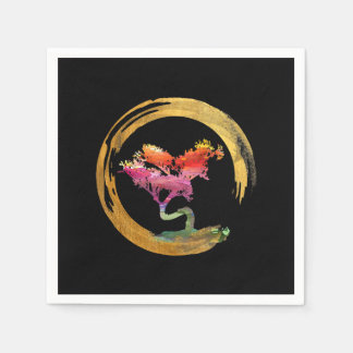 Serviette En Papier Zen Bonsai Arbre japonais Cercle Enso Art asiatiqu