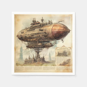 Serviette En Papier Zeppelin Steampunk vintage (10)