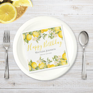 Serviette En Papier Zesty Lemons Fun Jaune fête d'anniversaire