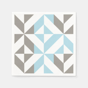 Serviette En Papier ZigZag géométrique bleu et argent