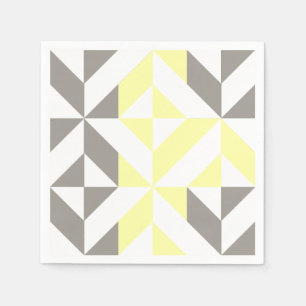 Serviette En Papier ZigZag géométrique jaune et argent