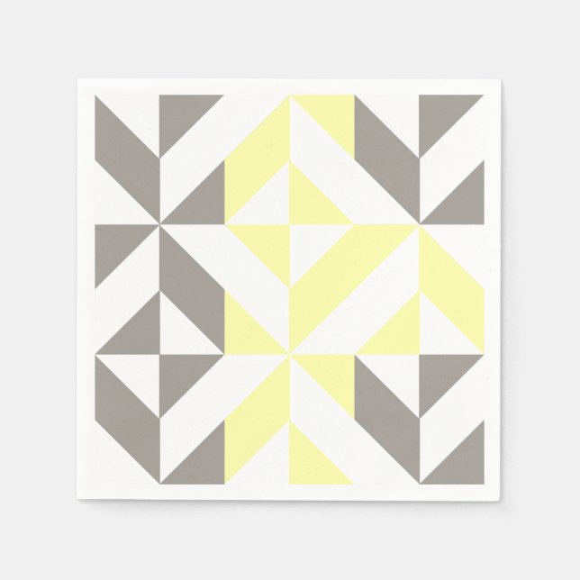 Serviette En Papier ZigZag géométrique jaune et argent (Devant)
