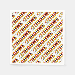 Serviette En Papier Zimbabwe Drapeau Couleurs Typographie Coeurs Motif