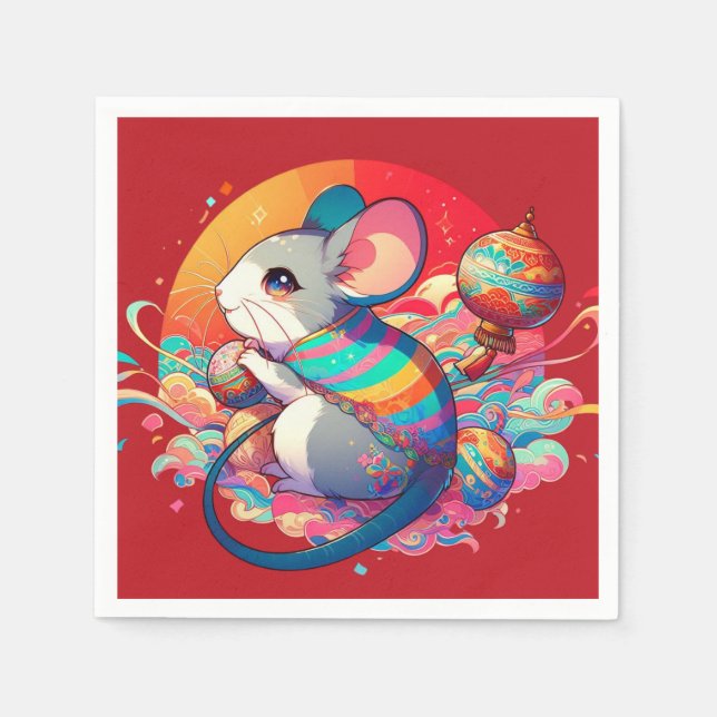 Serviette En Papier Zodiaque chinois : Des rats aux richesses (Devant)